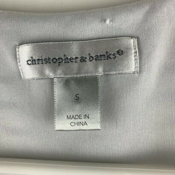 Christopher & Banks Size Small Top Short Sleeve Round Neck Pleated Front - Picture 4 of 4